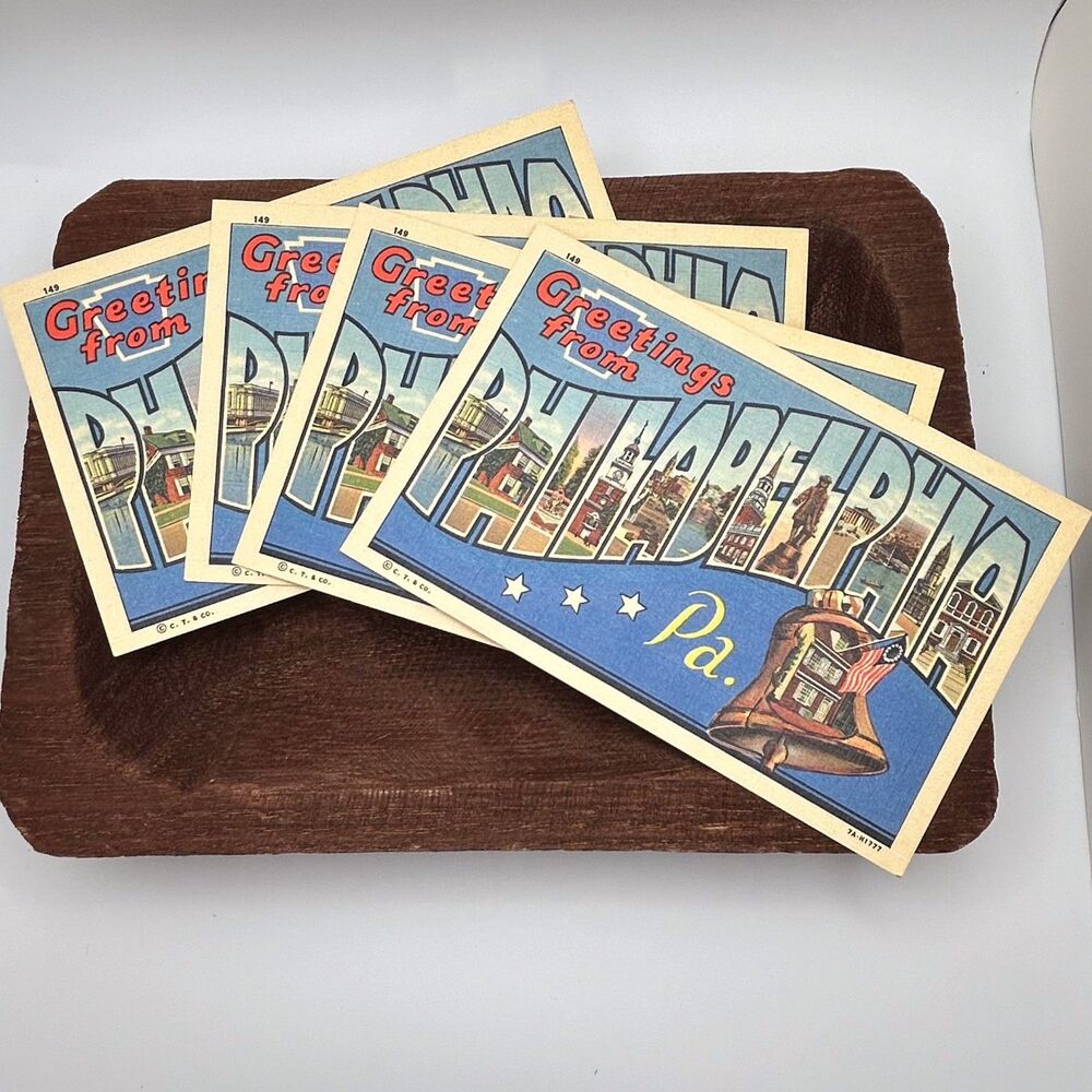 Vintage Greetings From Philadelphia PA Linen Postcards Curt Teich Lot 4